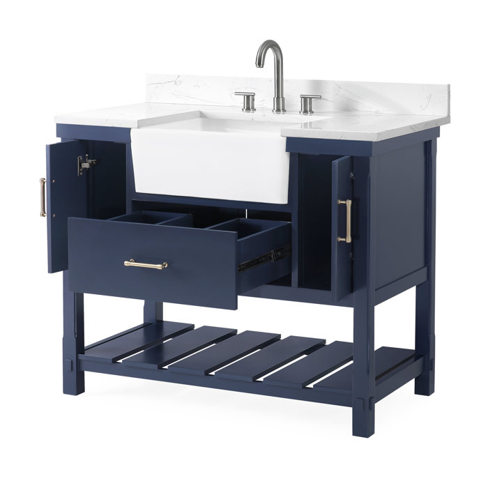 Red Barrel Studio® Kendia 42'' Inches Navy Blue Farmhouse Sink Bathroom
